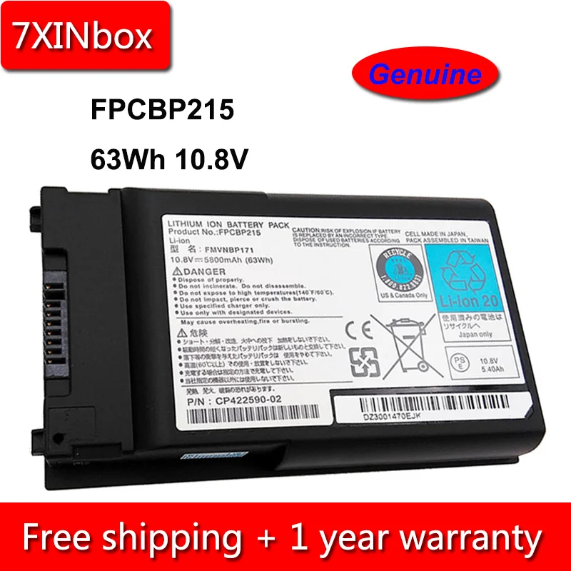 7XINbox 63Wh 10.8V Genuine FPCBP215 FPCBP200 FMVNBP179 FMVNBP171 Laptop Battery For Fujitsu LifeBook T1010 TH700 T730 T731 T900 |