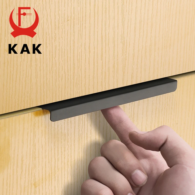 KAK 5 шт./лот, черные скрытые ручки для шкафа, цинковый сплав, кухонный шкаф, ручки для выдвижных ящиков, мебельная дверная ручка для спальни, фурнитура
