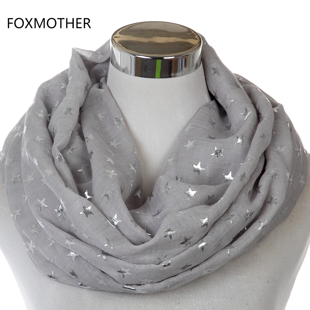 Женские блестящая Бронзовая звезда FOXMOTHER серебристые черные синие серые шарфы со