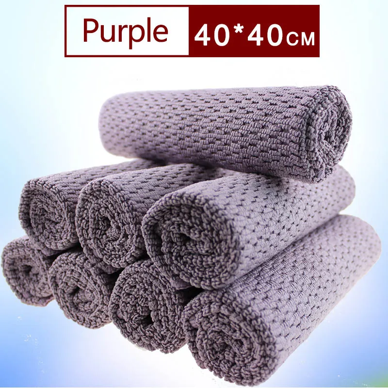 purple L Утолщенные салфетки из микрофибры, инструменты для настольного окна, легко очищающие абсорбирующие портативные кухонные полотенца, 1 шт. чистящая ткань - Цвет: purple L