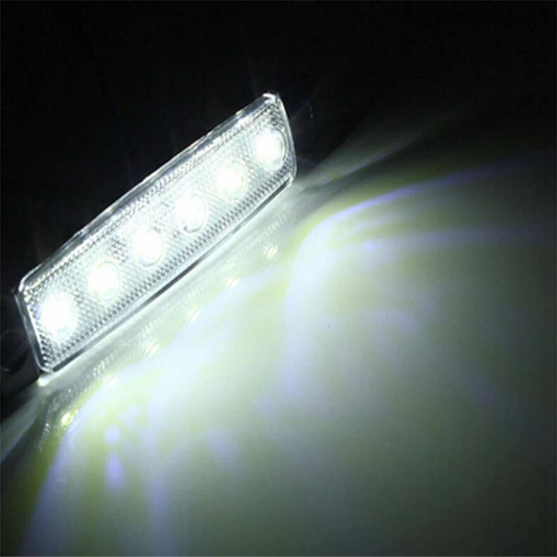 (Белый) 6 светодиодный Боковые указатели поворота габаритные огни лампы 12V для