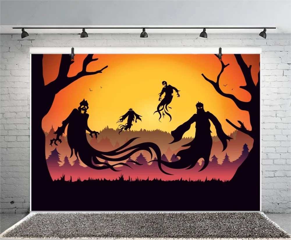 Laeacco Halloween Photography Backgrounds Ggost Forest Scene Baby Children Photographic Backdrops Photocall For Photo Studio | Электроника