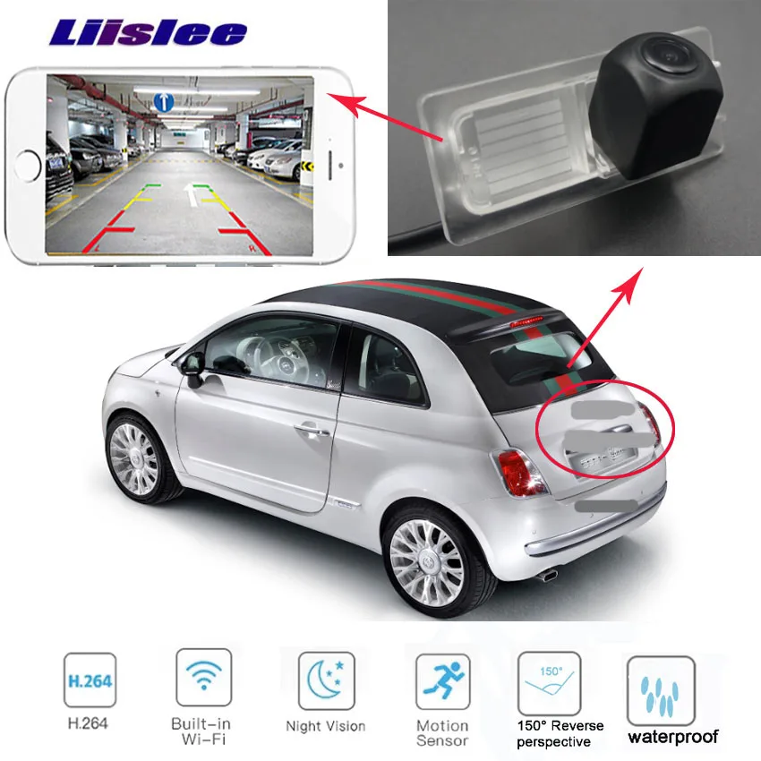 LiisLee Автомобильная камера заднего вида WIFI для FIAT 500 2007 ~ 2015 hd беспроводная