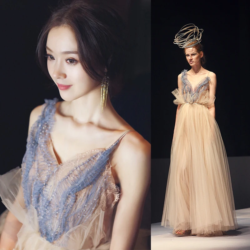 

Ensotek High Quality Boho Long Lace Dress Maxi Dress V-Neck Straps Long Formal Evening Gowns vestido de festa For Prom Party