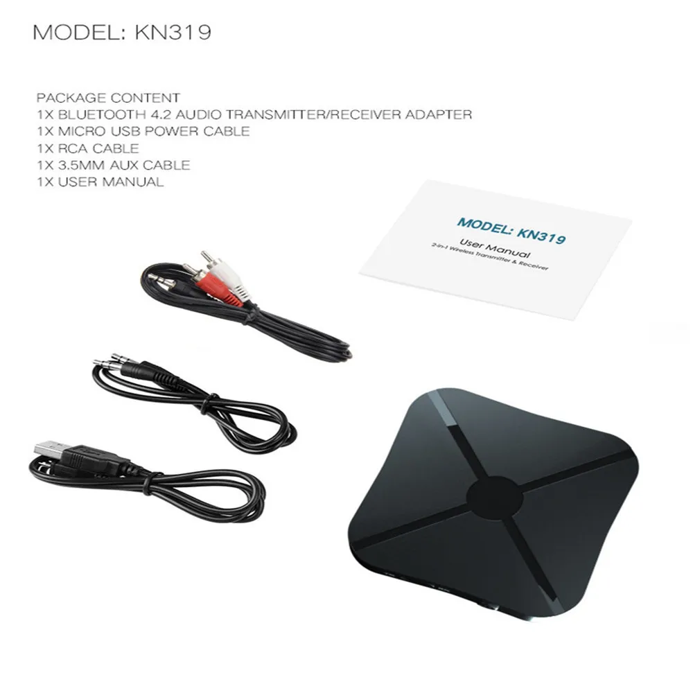 KN319 Bluetooth беспроводной аудио адаптер два в одном 4 2 ТВ запуск автомобиля music