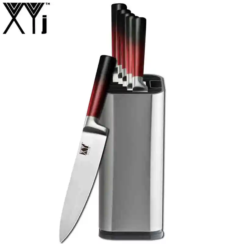 7pcs set XYj набор кухонных ножей шеф-повара для нарезки хлеба Santoku нож для очистки овощей 8 ''подставка для кухонных ножей гаджет для приготовления пищи Acceossory - Цвет: 7pcs set