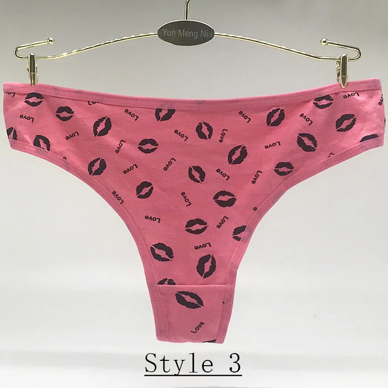 Style 3 1 шт., женские стринги и стринги с рисунком губ, модные Соблазнительные розовые сексуальные комфортные трусики из «дышащей» ткани, хлопковое нижнее белье для женщин - Цвет: Style 3