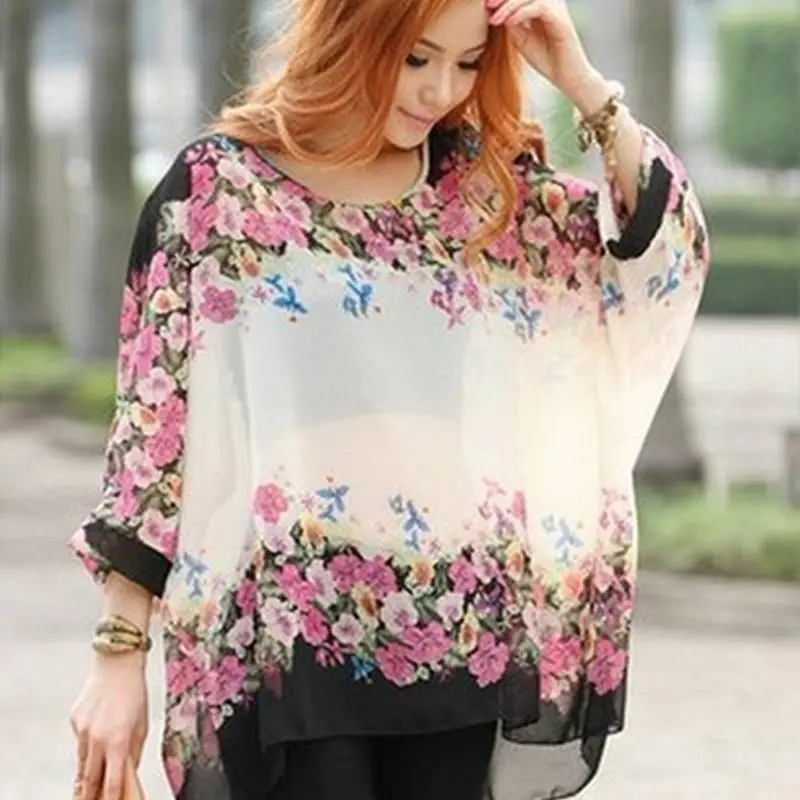 Женская шифоновая блузка с рукавом летучая мышь|chiffon blouse|blouse fashionfashion blouses |