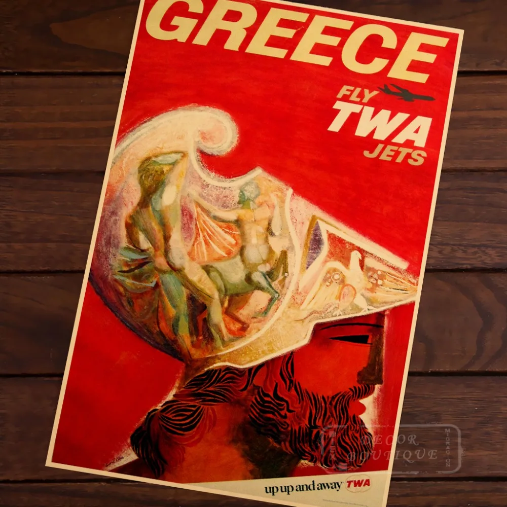 Художественный винтажный Ретро декор из дерева TWA струй пейзаж путешествия