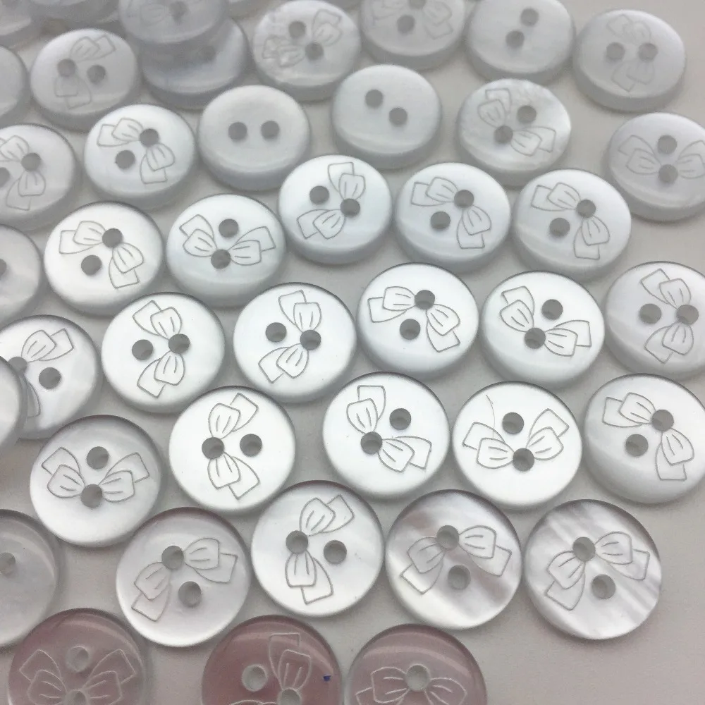 

400pcs Clear Pearl 11mm Round Resin Bows Buttons Sewing 2 Holes Shirt Dress Button Embellishments For Scrapbooking Cardmaking