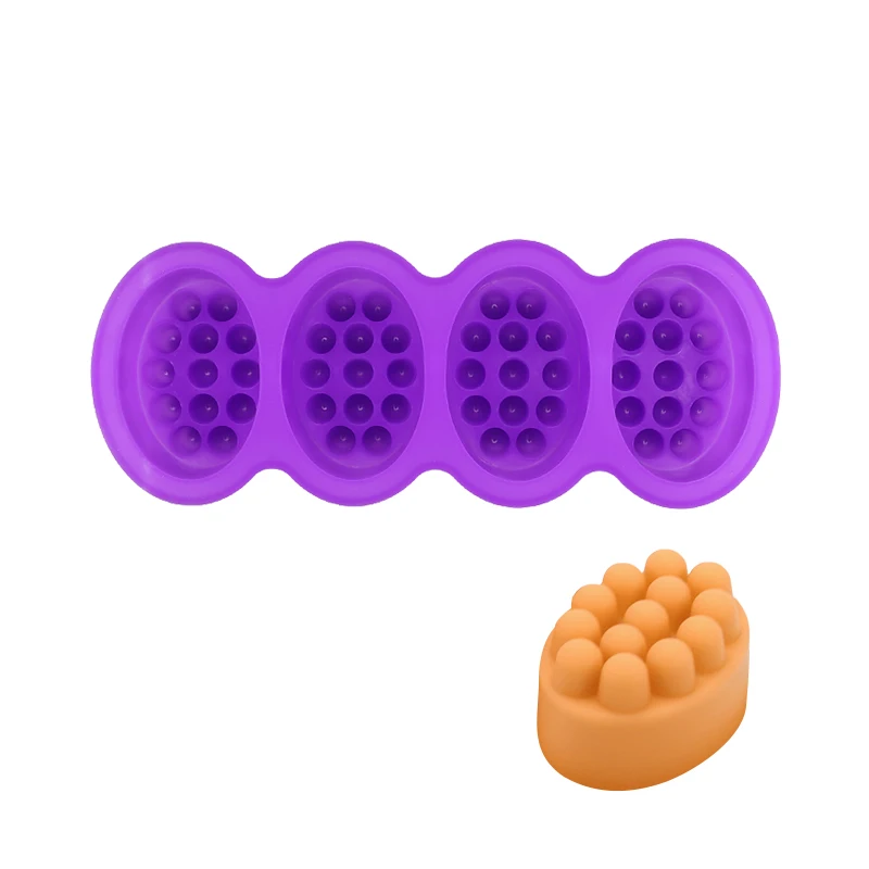 Силиконовая форма для мыла 4 отверстия эллипс Массажная кисть Сделай Сам воск