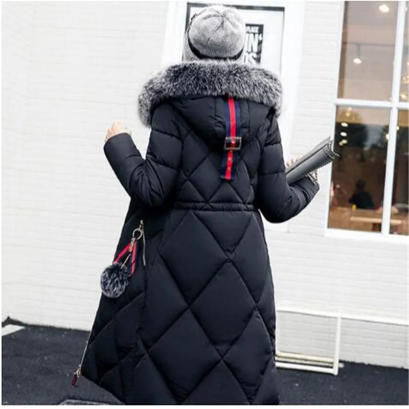 Женские зимние куртки и пальто 2018 повседневные с длинным рукавом большой меховой