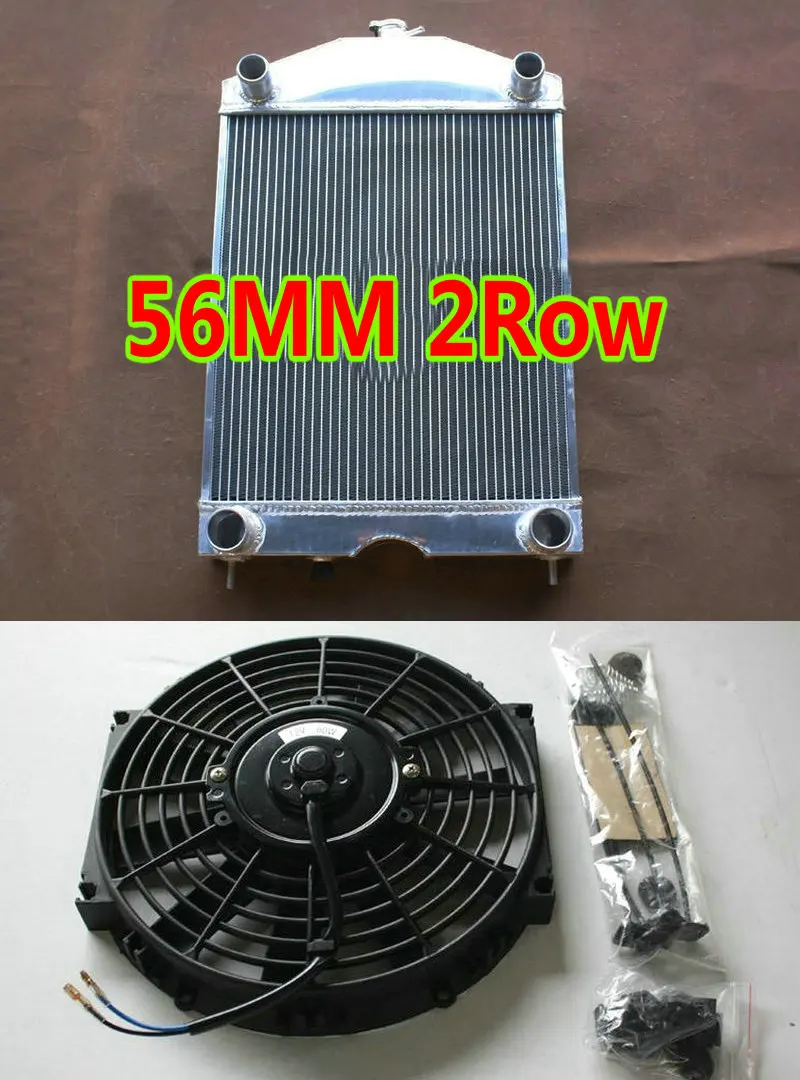 56 мм 2-рядный алюминиевый радиатор для Ford 2N / 8N 9N N-серии трактора с flathead V8 двигатель