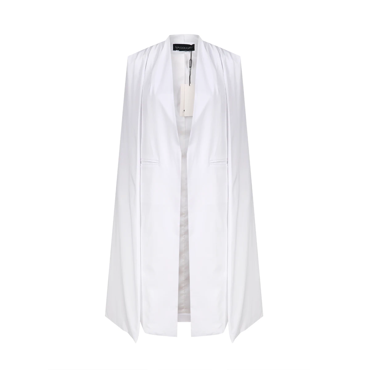 White HYH HAOYIHUI модные женские туфли Повседневное Open Front Blazer Костюмы с карманом мыс траншеи Duster удлиненный плащ пончо Mujer пальто - Цвет: White