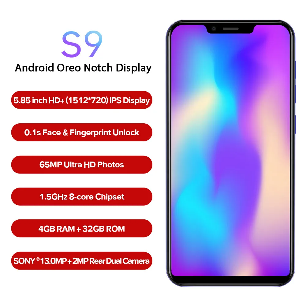 Оригинальный мобильный телефон LEAGOO S9 4G Android 8 1 4 Гб + 32 ГБ MTK6750 восьмиядерный