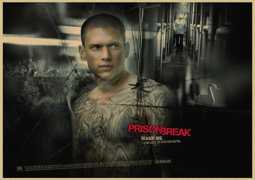 Тюрьма Break Wentworth Miller Американский сериал, ВИНТАЖНЫЙ ПЛАКАТ из крафт-бумаги, рисунок, украшение дома, стикер на стену - Цвет: Армейский зеленый