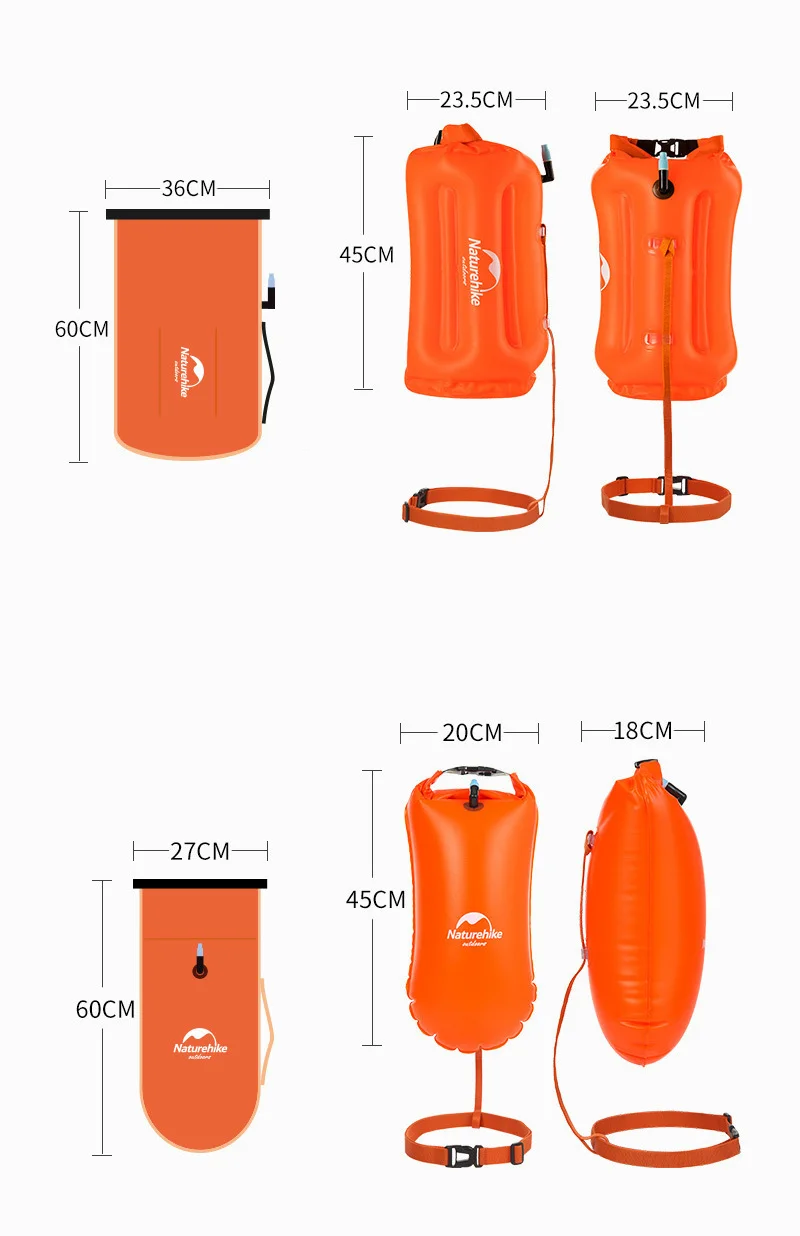 Naturehike 8.5l 20l для плавания Двойная подушка безопасности для хранения сухой мешок водонепроницаемый мешок для пловца ПВХ двойной спасательный плавучее спасательное оборудование