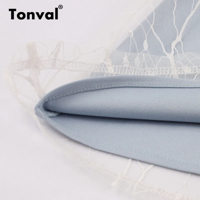 Женское винтажное Сетчатое платье Tonval синее трапеция с вырезом лодочкой и