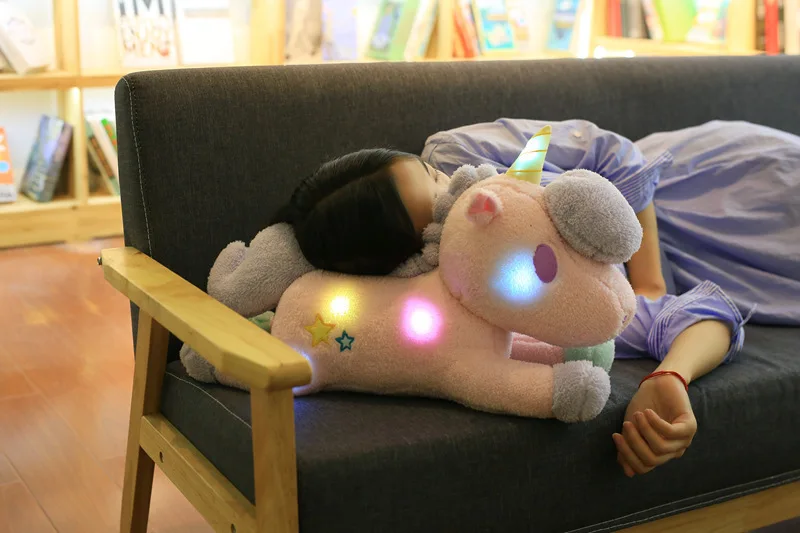 Мягкие животные детские куклы кавайные Мультяшные радужные светодиодные