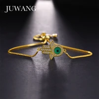juwang 2021 turkey evil eyes bracelets bangle for women aaa cubic zirconia hamsa hand charm bracelet jewelry for birthday gifts