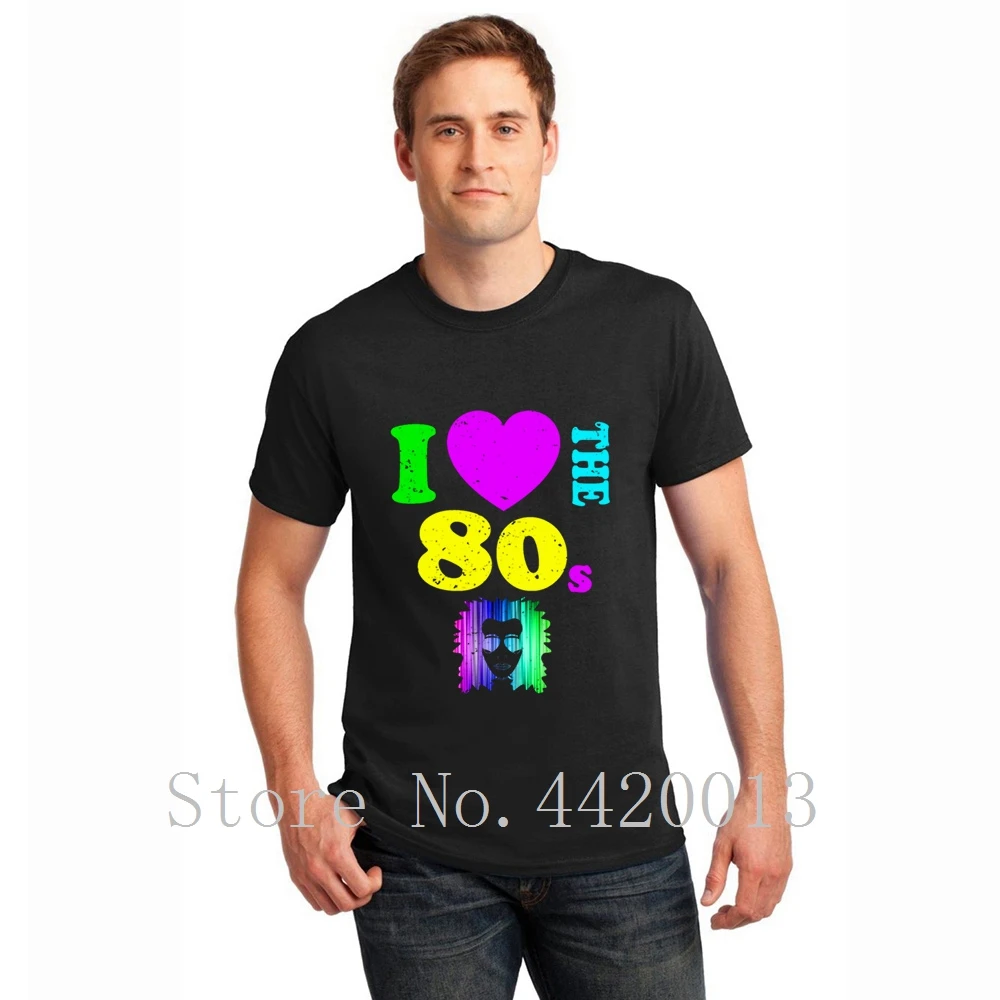personalized tee shirt Crew Neck i love the 80sneon punk rocker glowing Original Spring Autumn Novelty Pop Top Tee t men Мужская