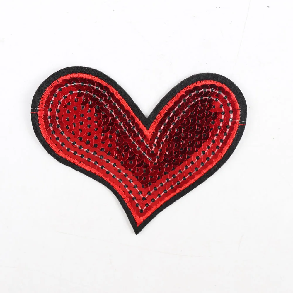 heart 5 шт. вышитые железные нашивки Единорог Реверсивный изменить цвет сердце с блестками нашивки Одежда DIY мотив аппликация патчи - Цвет: heart
