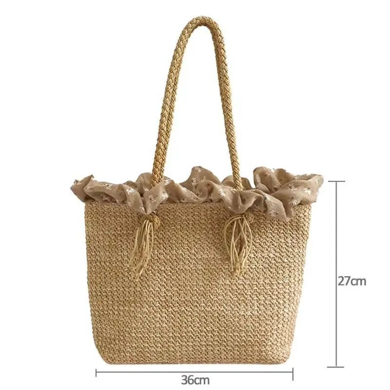 Retro Summer Women Durable Weave Big Beach Bag Shoulder Casual Rattan Straw Bags Bohemia Style Travel Totes Bag(Beige) | Багаж и сумки