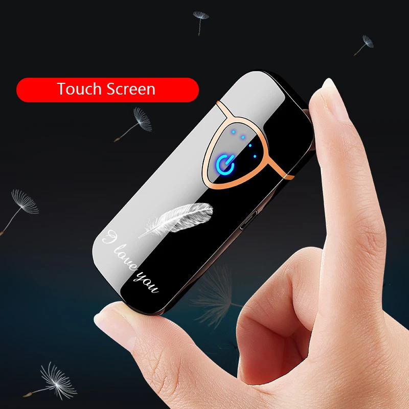 Usb зарядка Электронная Зажигалка Ветрозащитная тонкая мужская индивидуальность