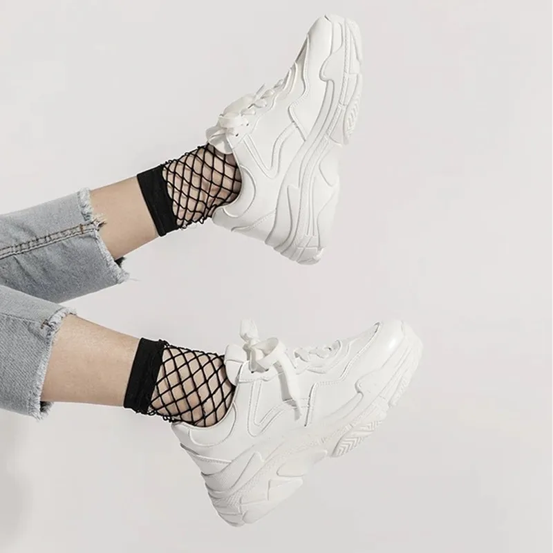 Женские кроссовки с сеткой OLOMM белые на толстой подошве повседневные платформе TD