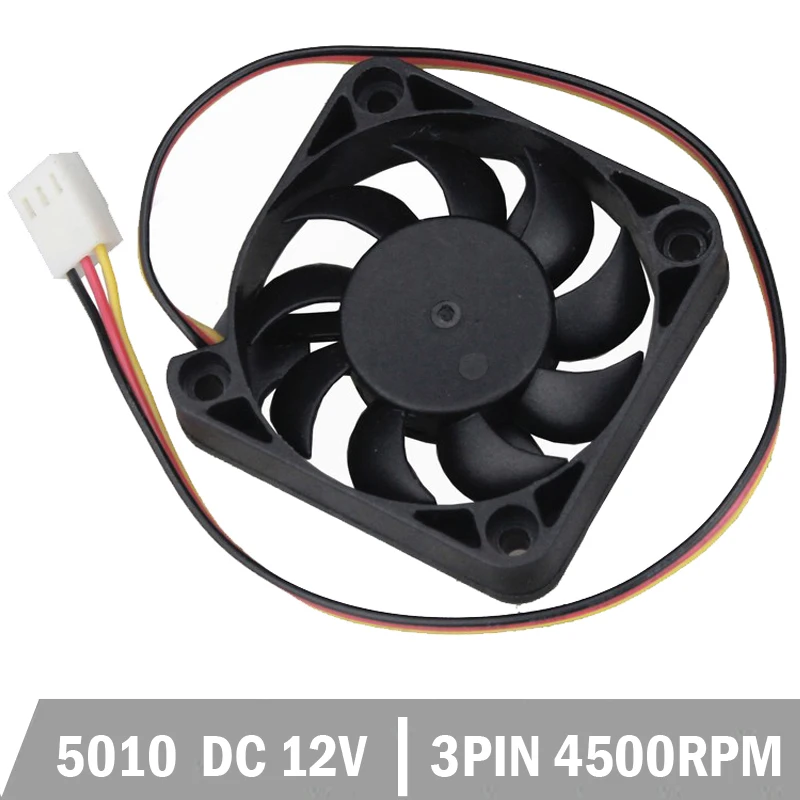 500 шт. Gdstime 50 мм 5 см 50x50x10 постоянный ток 12 В 3 контакта с функцией FG для ПК ноутбука