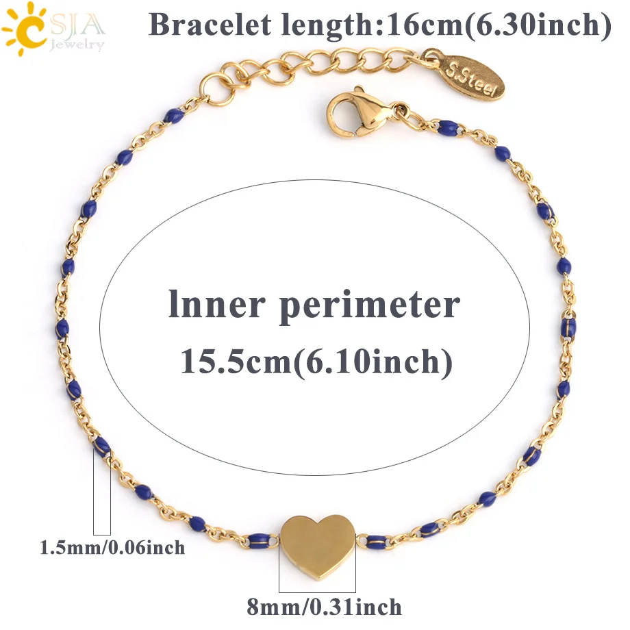 Женский браслет из нержавеющей стали CSJA Миюки золотого цвета звеньевая цепочка