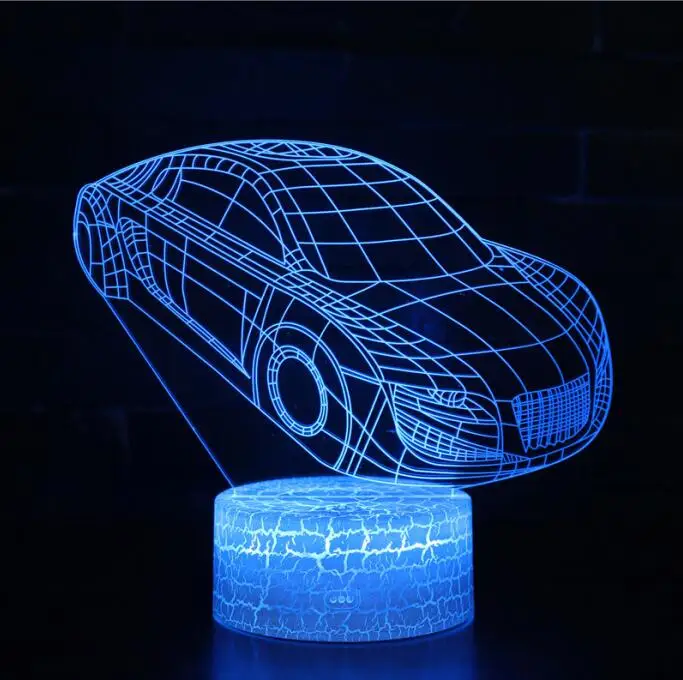 fancy car Экскаватор красочные голограммы привело 3D визуальный ночник Творческий настольный USB свет Новинка Иллюзия лампы Дети подарок - Испускаемый цвет: fancy car
