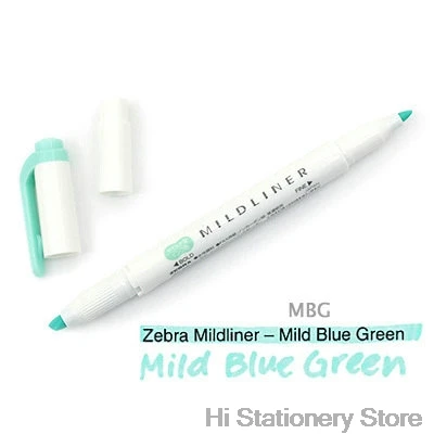Mild Blue Green 1PC 1 шт., двухсторонний маркер-маркер с принтом зебры, с круглым носком/косой мягкой поверхностью, 15 цветов на выбор, для офиса и школы - Цвет: Mild Blue Green 1PC
