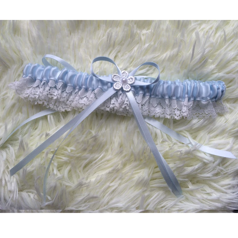 Светло-голубые Сексуальные Подвязки для невесты женские кружевные цветы