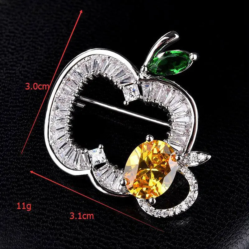 CHUKUI AAA кубический цирконий кристалл яблоко фрукты брошки свадьба брошь шпильки