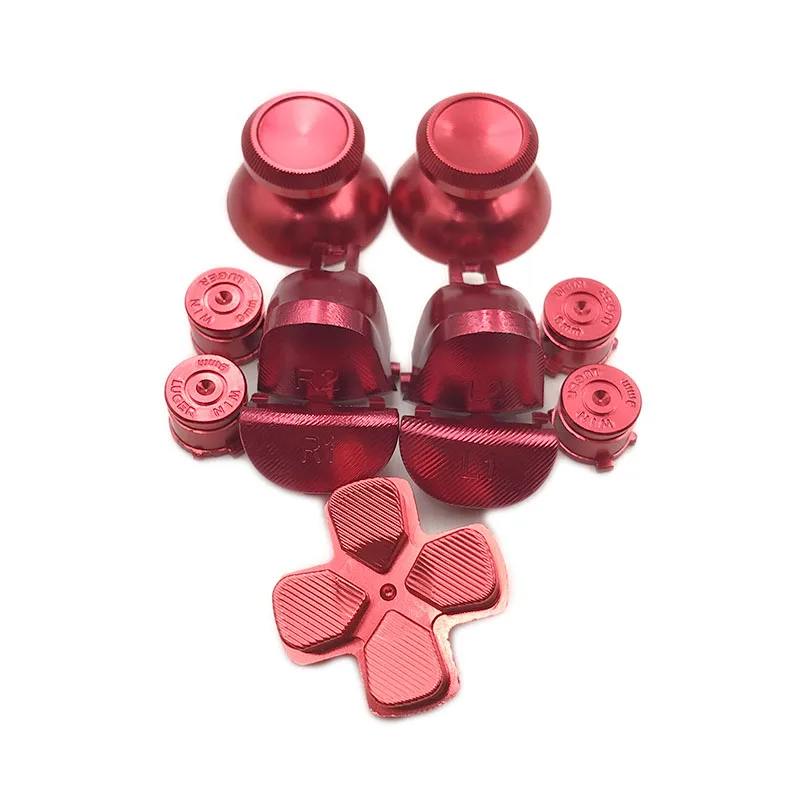 full Red Металлические пуговицы в виде пуль thumbstick cap L1 R1 L2 R2 Dpad алюминиевые кнопки для PS4 Slim Pro контроллер Dualshock 4 JDM040 JDS040 - Цвет: full Red
