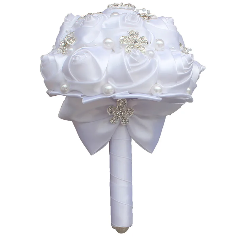 WifeLaI Новый 2018 Белый Свадебные цветы Букеты де mariage Bling Diamond букеты жемчужные buque de