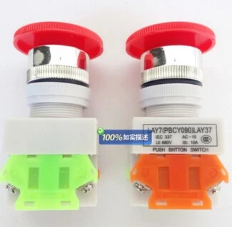 

10Pcs AC 660V 10A 40mm Red Sign Emergency Stop Switch Push Button Mushroom PushButton LAY37-11ZS Y090