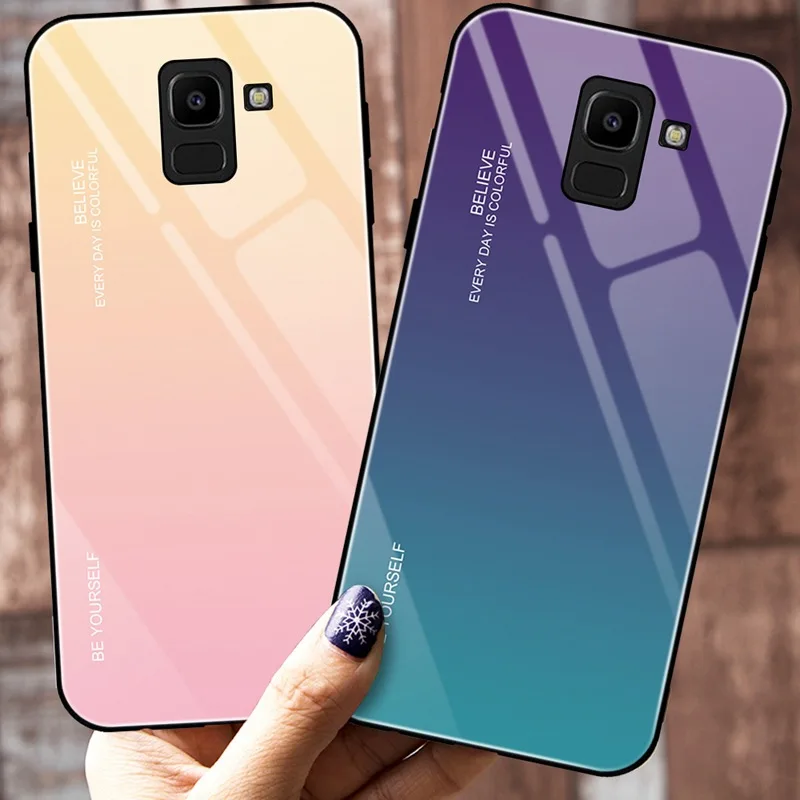 1 шт Для samsung Galaxy J4 Plus J6 Plus анти-чехол от царапин мягкий край закаленное стекло твердая задняя крышка для Galaxy A6 Plus A8 Plus