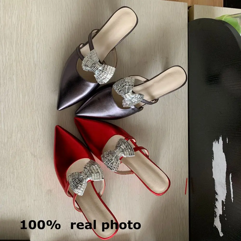 ASILETO мюли обувь женские сандалии с бантом на высоком каблуке острым носком летние