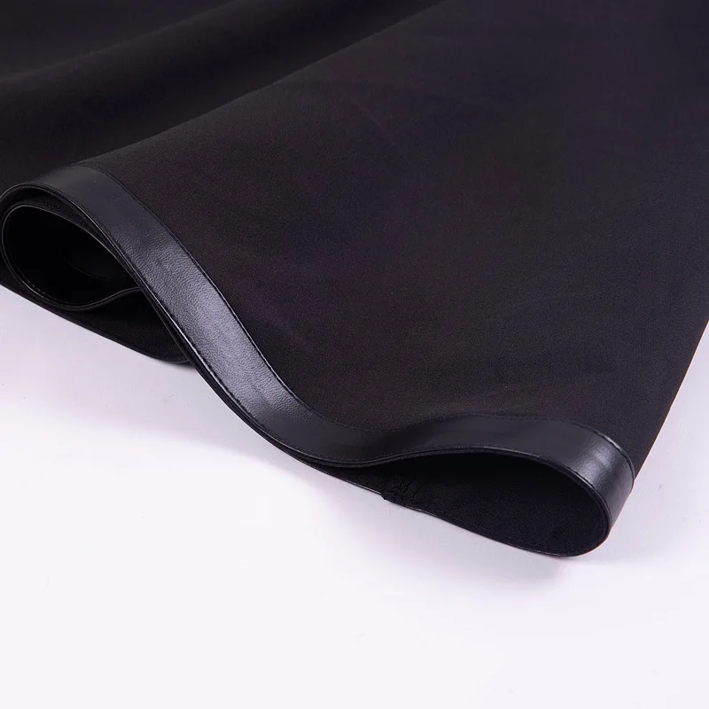 Женская плиссированная юбка с блестками готическая Черная из искусственной кожи