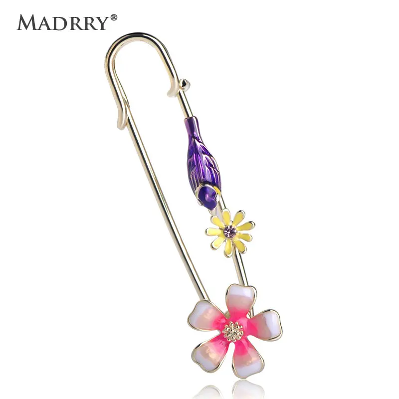 

Madrry Bird Flower Shape Enamel Brooches For Women Girls Party Dress Wedding Boutonniere Hijab Pins Crystal Corsage Scarf Buckle