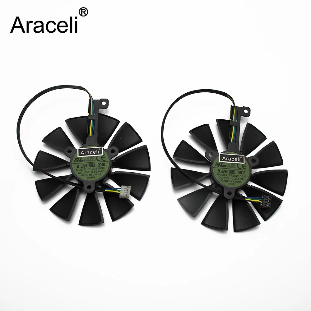 2PCS 87 мм T129215SH FDC10U12S9-C 4Pin RTX 2060 2070 2080 Ti GPU карты кулер вентиляторы для ASUS GeForce RTX2080 RTX2080Ti игровые карты вентилятор - Цвет лезвия: 2PCS