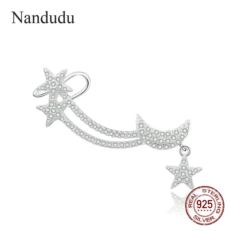 Nandudu 100% 925 пробы серебряные серьги-клипсы высокого уровня кубический циркон