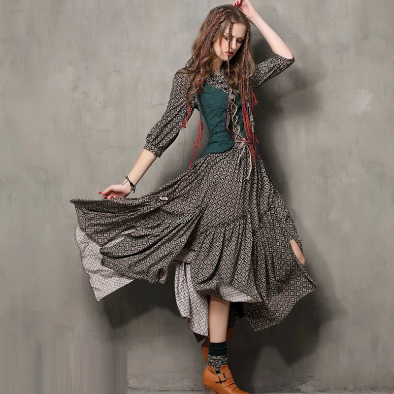 Винтажное платье в стиле ретро с цветочным принтом Yalabovso приталенное из двух