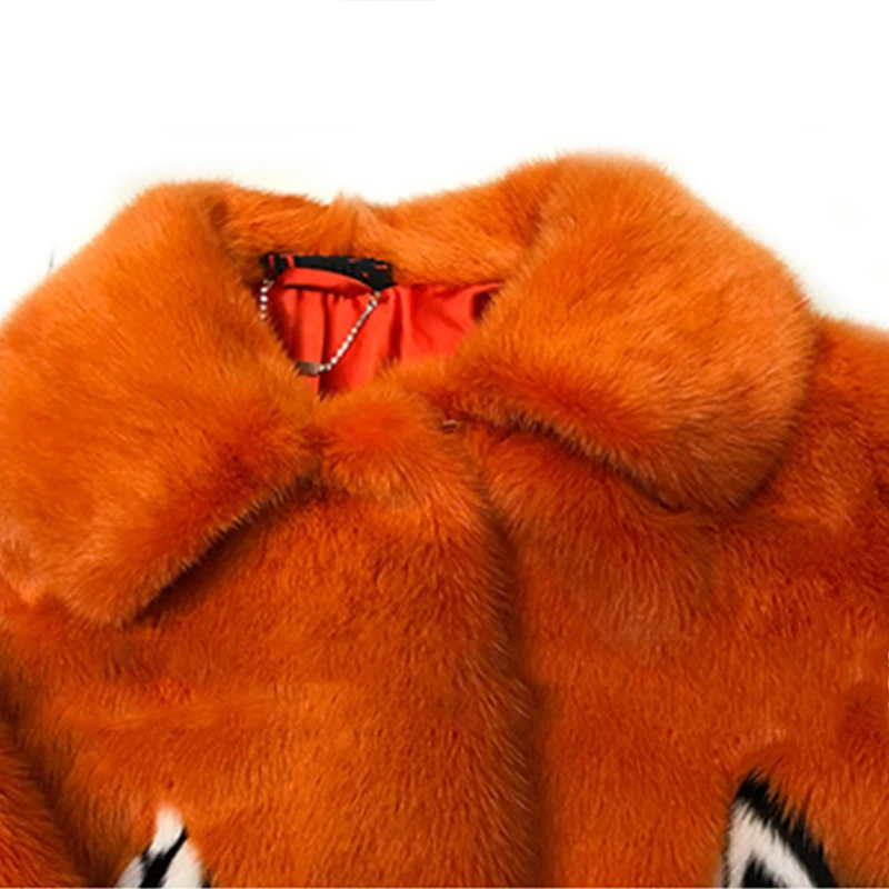 LVCHI Women Noble Print Fox Real Fur Coat 2019 Leather Fur Turn -Down Collar Zebra Denmark X-Long Mink Swan Velvet Mink Coats