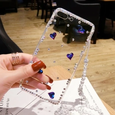 Чехол для телефона Luxury Diamond Glitter Love Heart для Xiaomi 9 SE MIX3 3 MAX 5 5S Plus 5X 6 6X Note 8 8SE Soft Clear Cover.