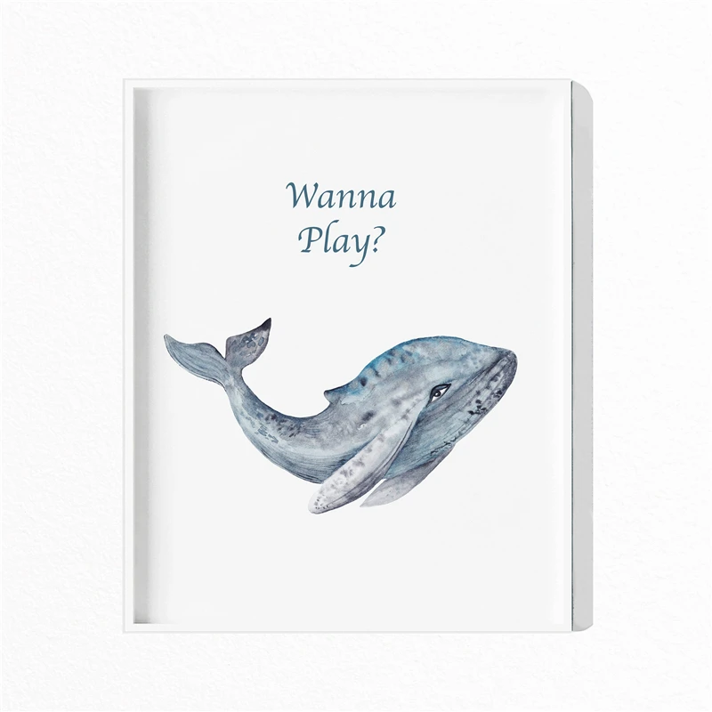 Humpback КИТ минималистское полотно с масляной печатью плакат настенная