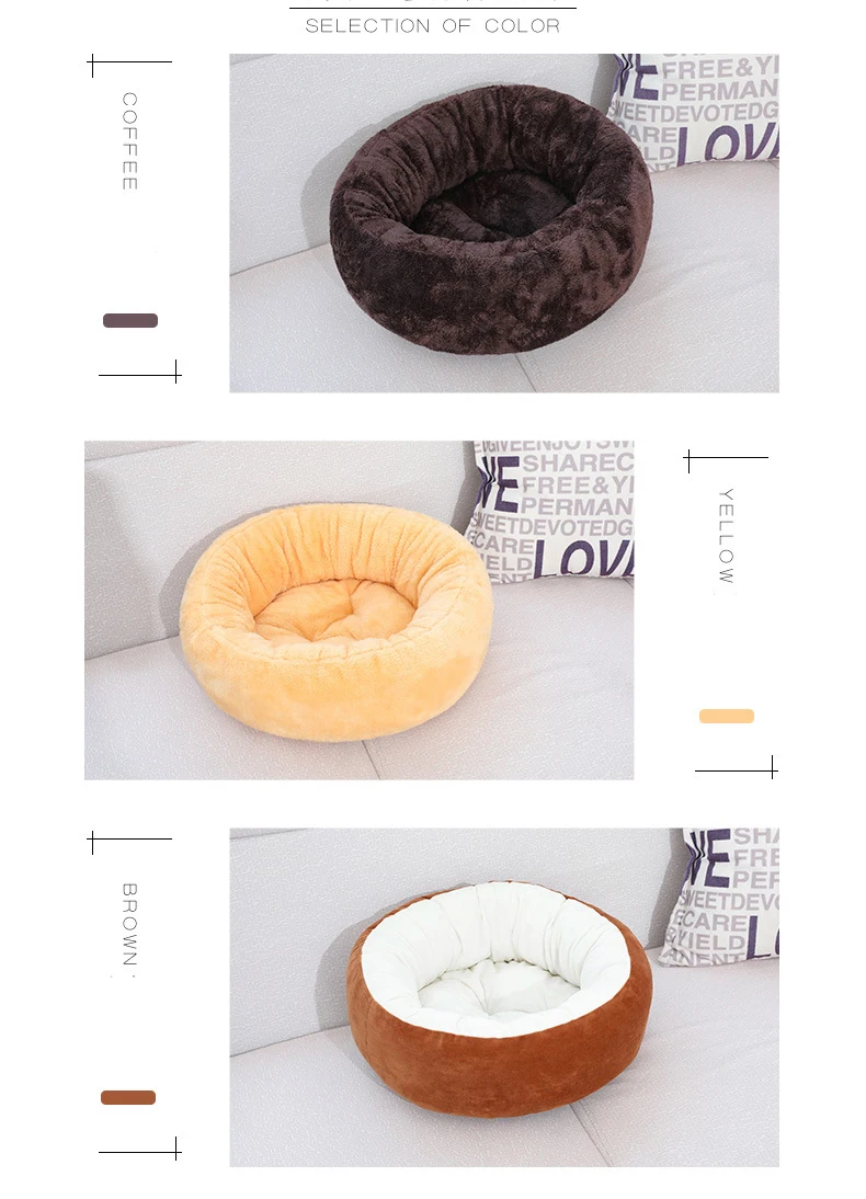 New Soft Warm Cat Bed Comfortable Round Kennel For Pet Puppy Top Quality Cat Sleeping Warm Nest Mat
