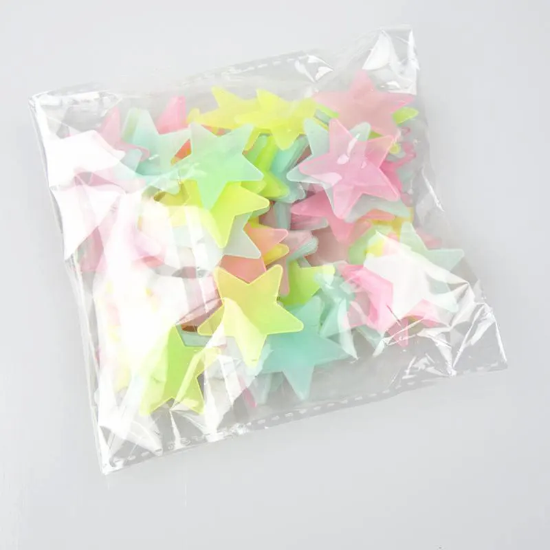 3D Star 100 шт. светится в темноте светящаяся флуоресцентная пластиковая наклейка на